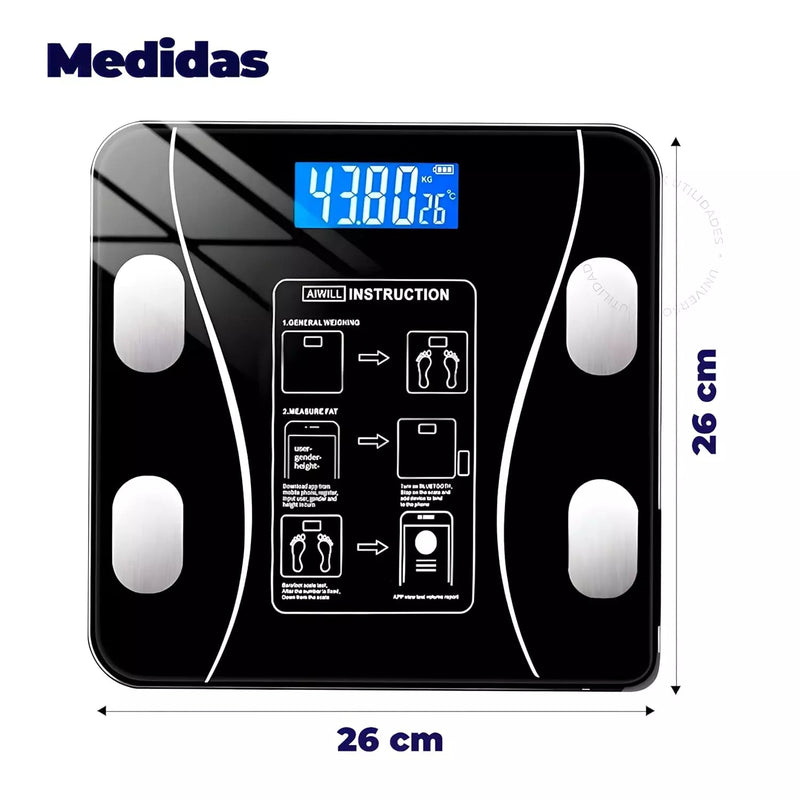 Bascula Bioimpedancia Digital Bluetooth [HASTA 180KG]